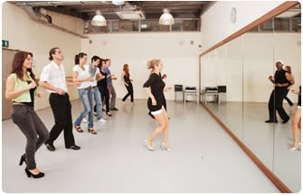 Mirror glass in dance studio
