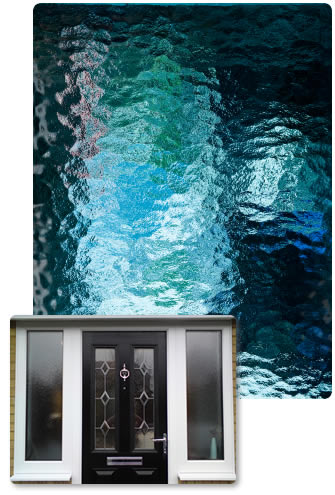 Patterned glass in a door