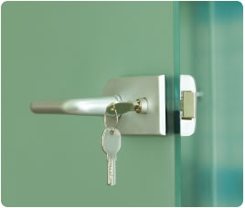 Frosted glass washroom doors
