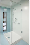 Picture of toughened glass door in shower cubicle
