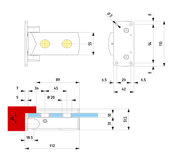 Colcom Biloba 8060bt Glass To Wall Self Closing Door Hinge The