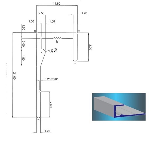 Mirror Trim Bottom J Channel 8 X 11 6 X 24mm The Wholesale Glass Company