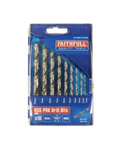 FAITHFULL FAIMSET10PRO Professional HSS Jobber Drill Bit Set, 10 Piece 1 - 10mm