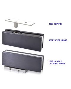 Colcom Matt Black Biloba Unica Self Closing Patch Fitting Set for Glass Doors