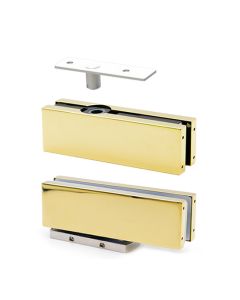 Colcom Polished Gold Biloba Unica Self Closing Patch Fitting Set for Glass Doors